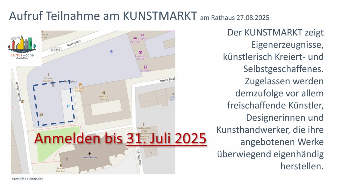 Teilnahme am KUNSTMARKT am Rathaus zur KUNSTwoche in Eilenburg